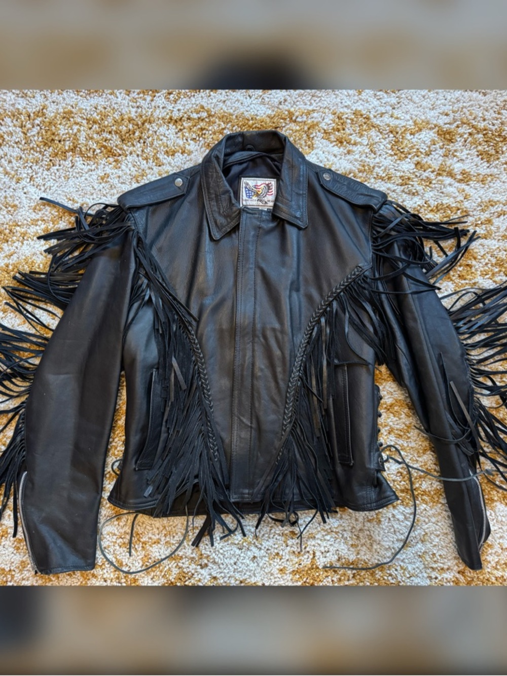 VTG Women’s Leather Wear Jacket - Fringe, Braiding & Side Corset Lacing 42 10/12